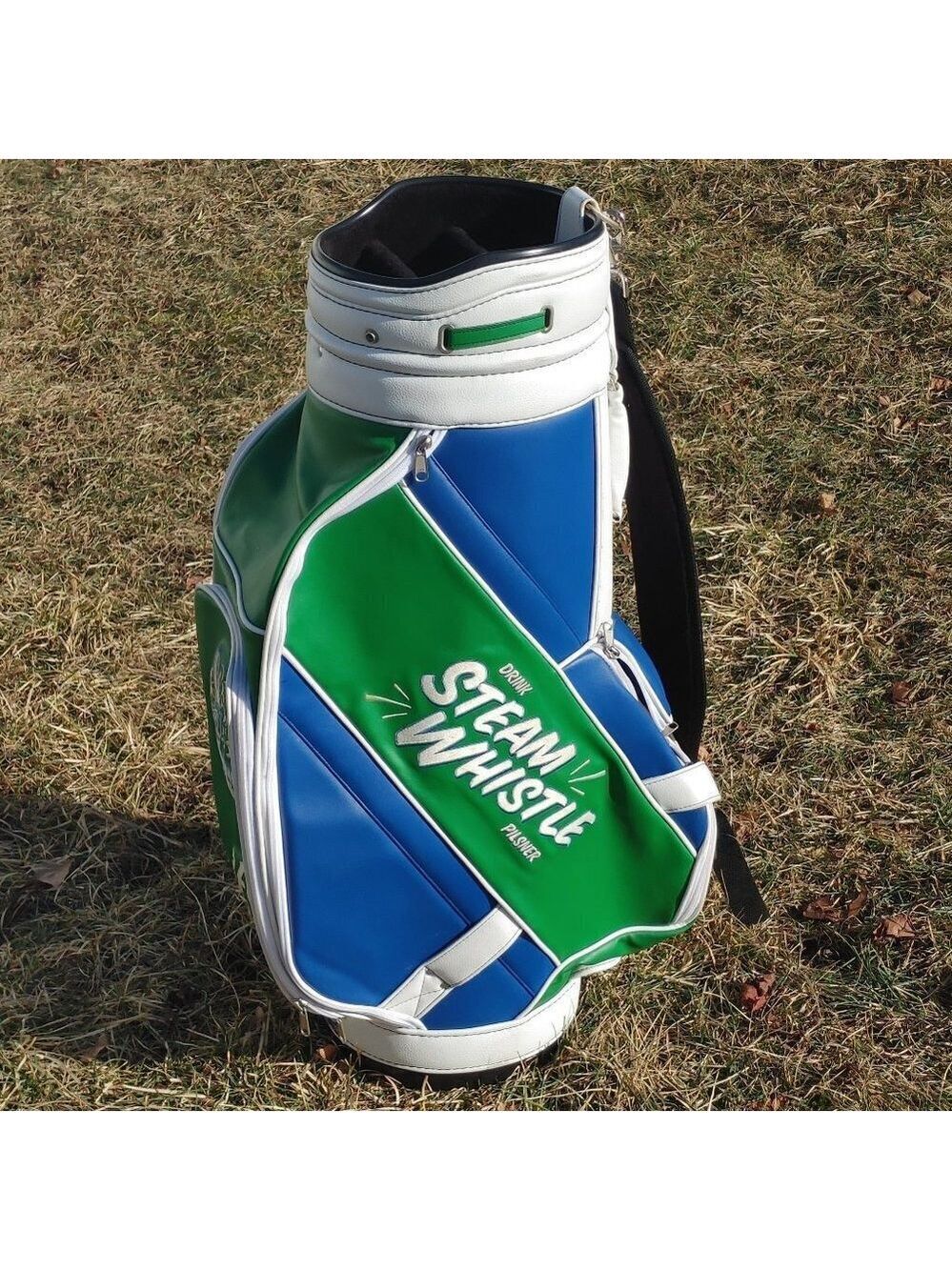 RARE Steam Whistle Beer Golf Bag Leather Embroidered Logo BELDING